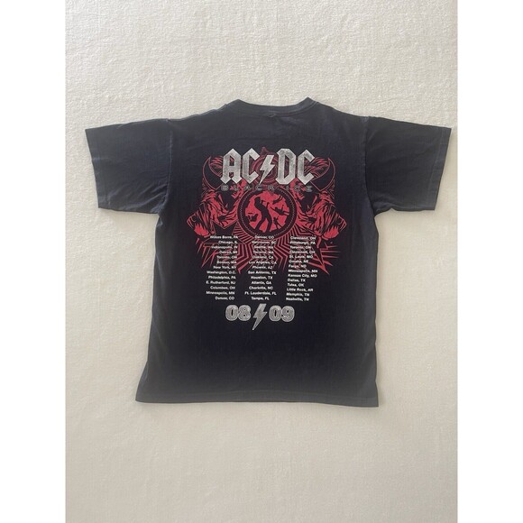 AC DC Black Ice Rock‎ N Roll Train Shirt Mens M Black Crew Neck Band Tee 2009 - Picture 8 of 9